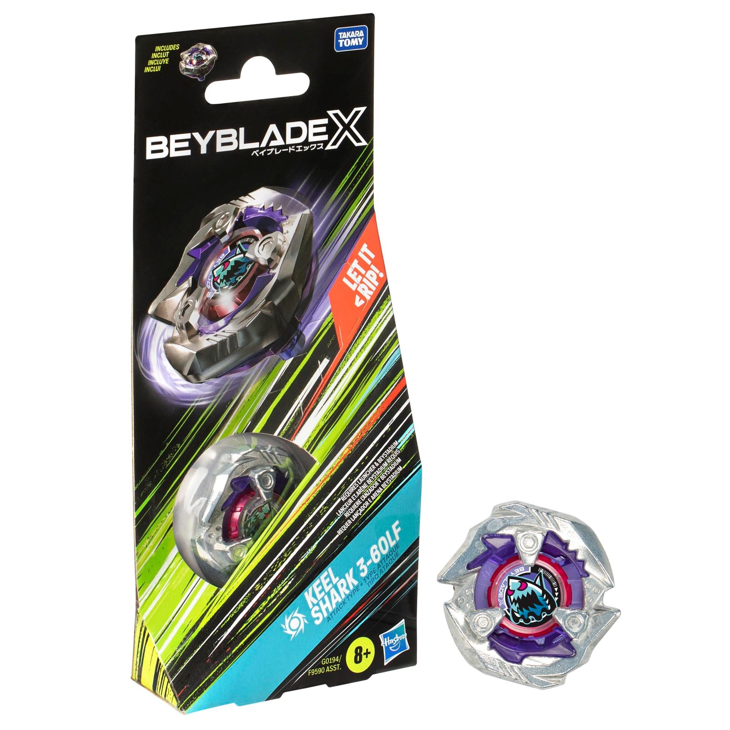 Hasbro Beyblade X Keel Shark 3-60LF Booster Pack – Detachable Top & Customizable Parts