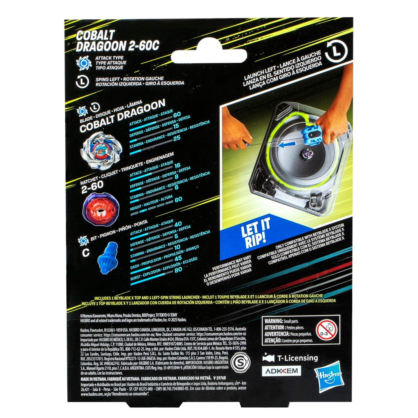 Beyblade X Cobalt Dragoon 2-60C Deluxe Left-Spin Launcher & Attack Top