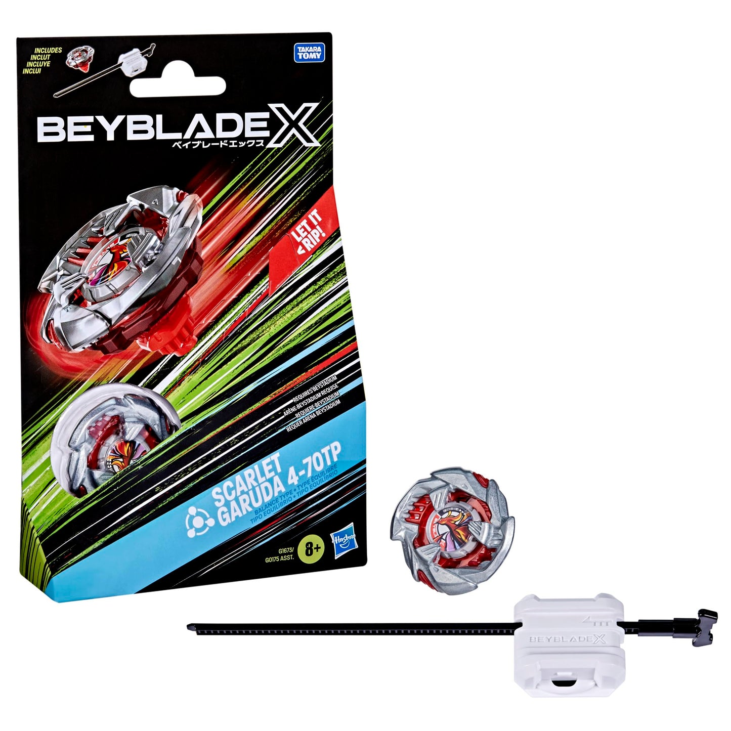 Beyblade X Scarlet Garuda 4-70TP BX Starter Pack – Balance Top, Launcher, Authentic Takara Tomy