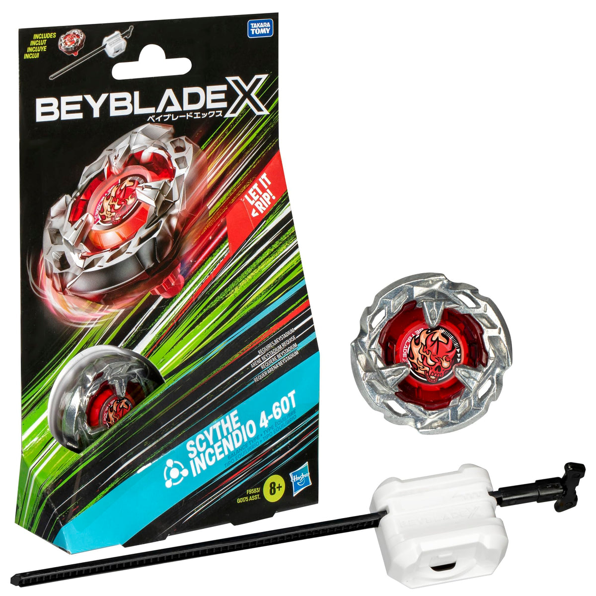 Beyblade X Scythe Incendio 4-60T Starter Pack: Right-Spin Battle Top & Launcher