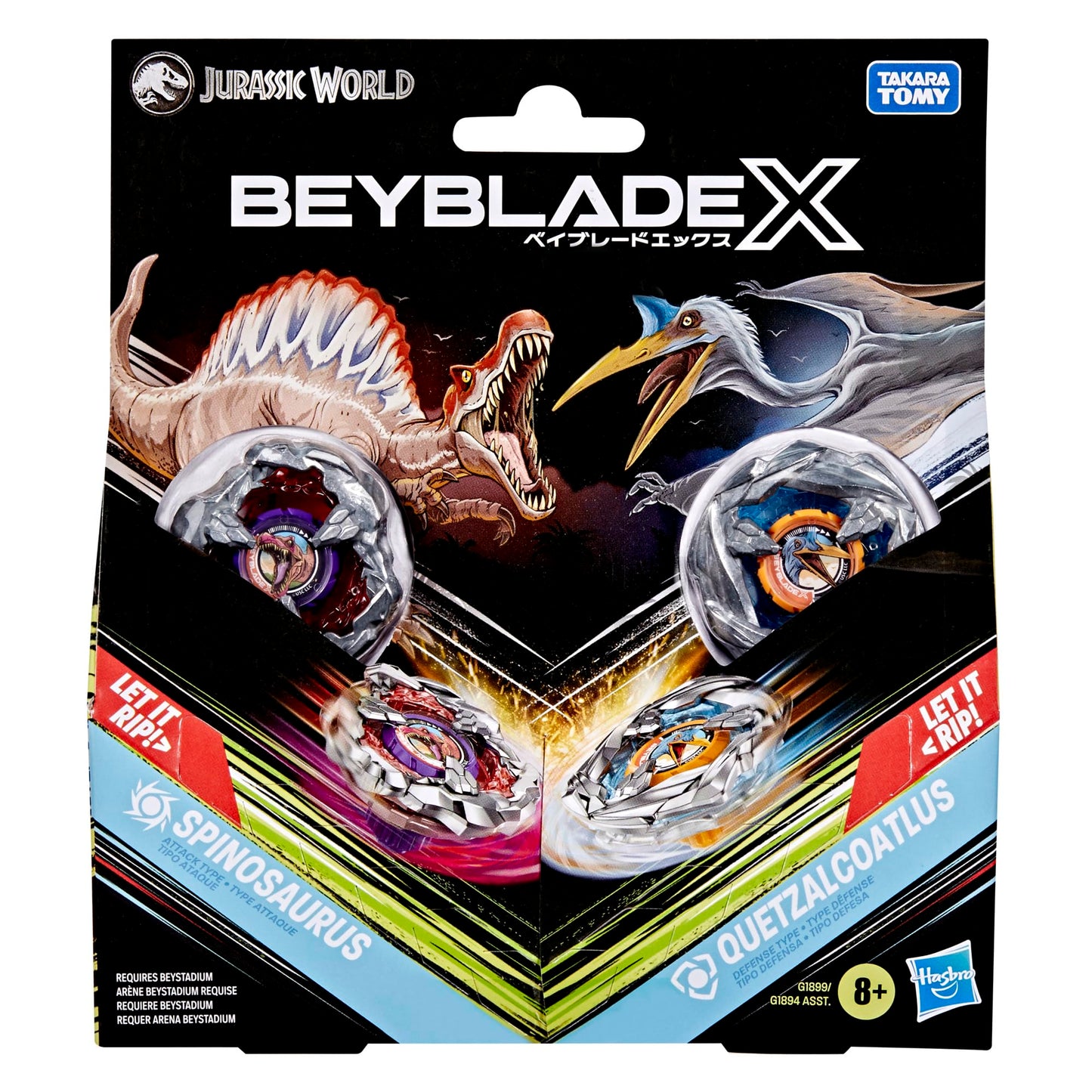 Hasbro Beyblade X Jurassic World Spinosaurus vs Quetzalcoatlus Multipack