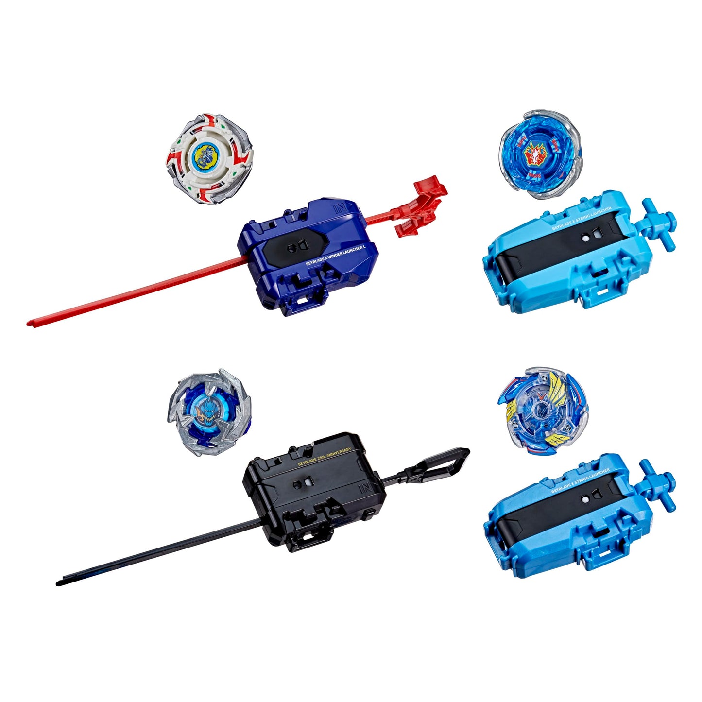 Beyblade X 25th Anniversary Set – 4 Tops & 4 Launchers with X-Celerator Gear