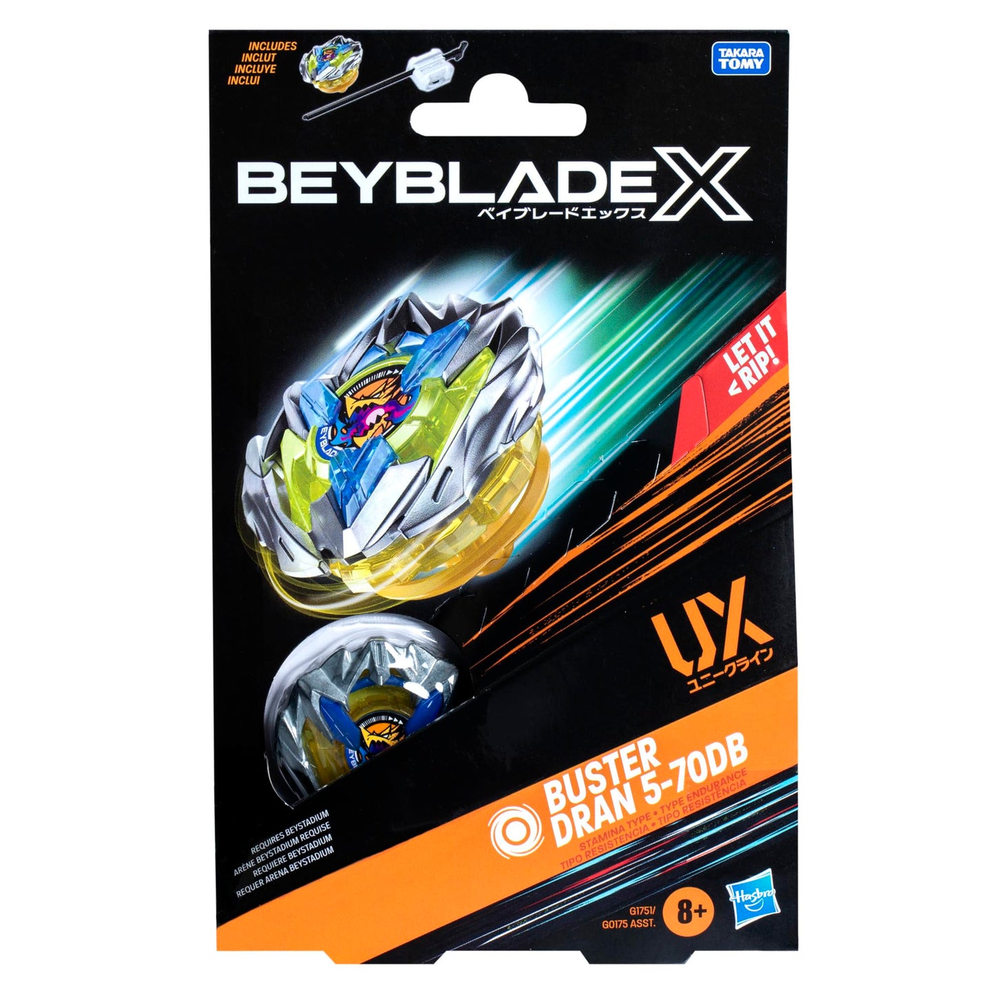 Beyblade X Buster Dran UX Starter Pack 5-70DB – Right-Spin Stamina Top & Launcher