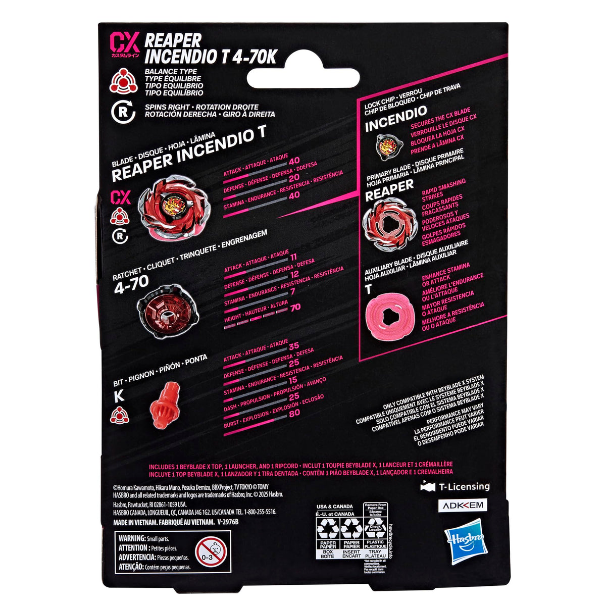 Beyblade X Reaper Incendio T 4-70K CX Starter Pack - Balance Top & Launcher | Takara Tomy Authentic