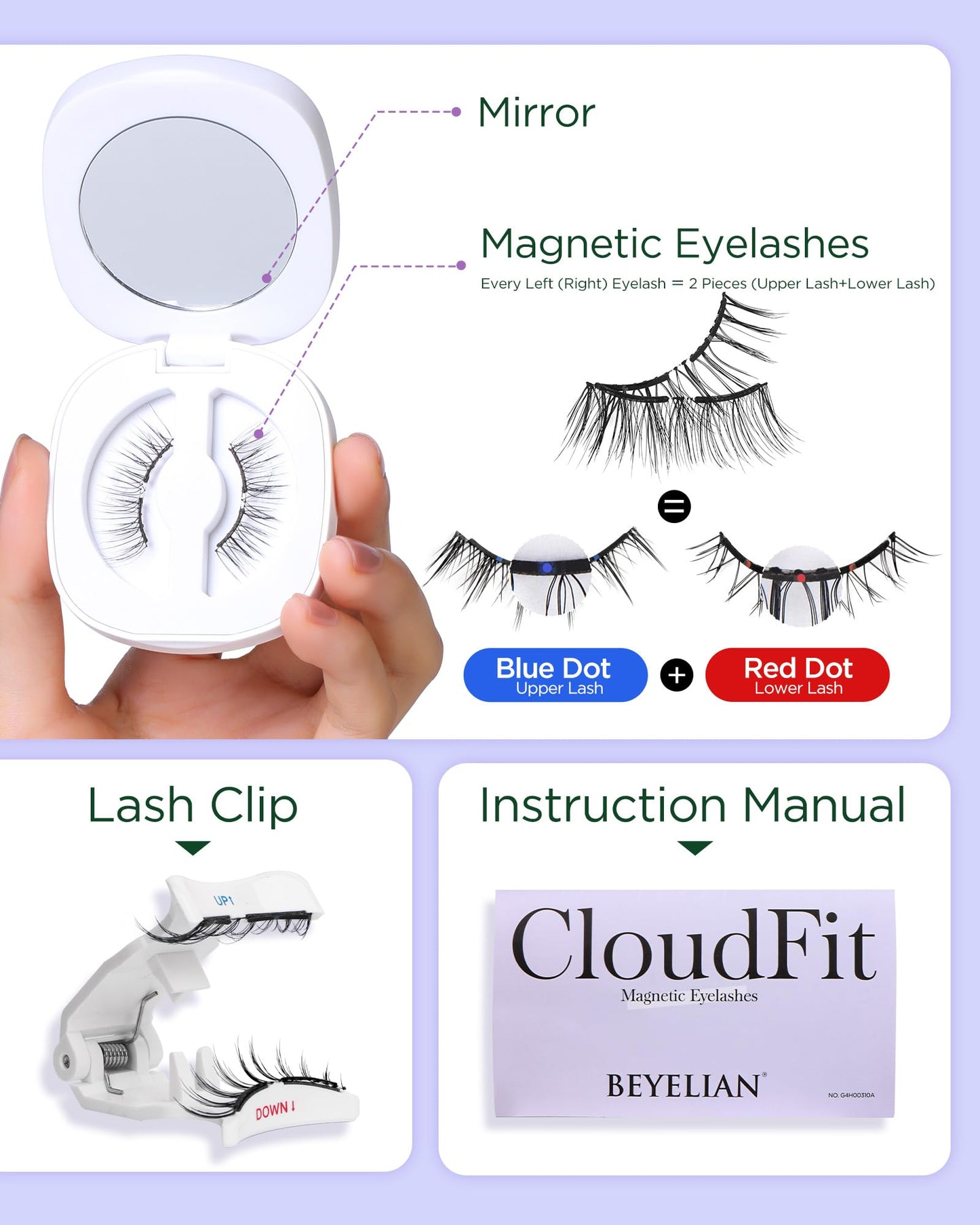 BEYELIAN Magnetic Eyelashes with Applicator Kit – No Glue Needed, Reusable, Lightweight