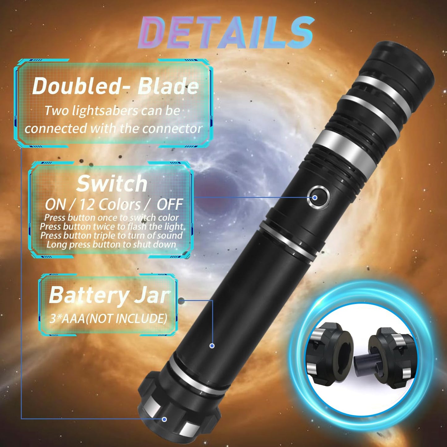 Beyondtrade Lightsabers Toy – 12-Color Double-Blade Swords with FX Sound (2-Pack)