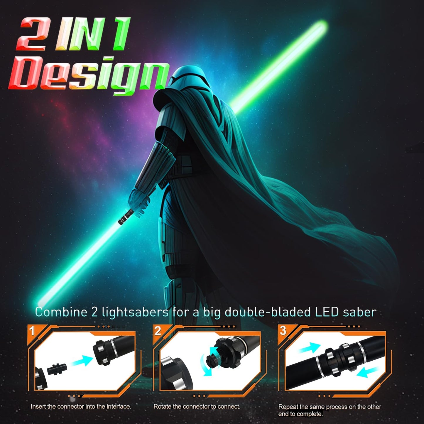 Beyondtrade Lightsabers Toy – 12-Color Double-Blade Swords with FX Sound (2-Pack)