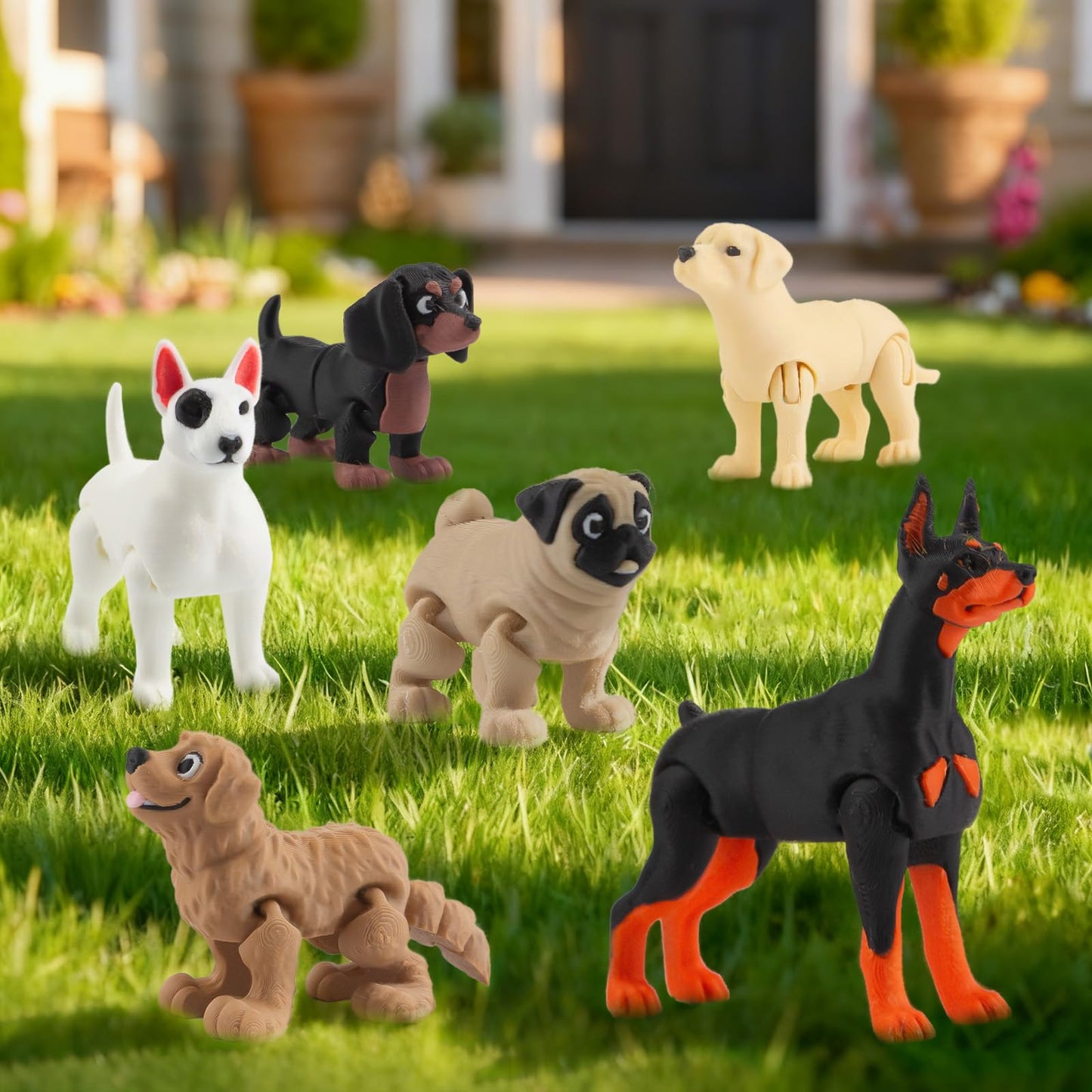 BEYONGME 12Pcs 3D Printed Dog Figurines – Realistic Poseable Puppy Toys & Cake Toppers