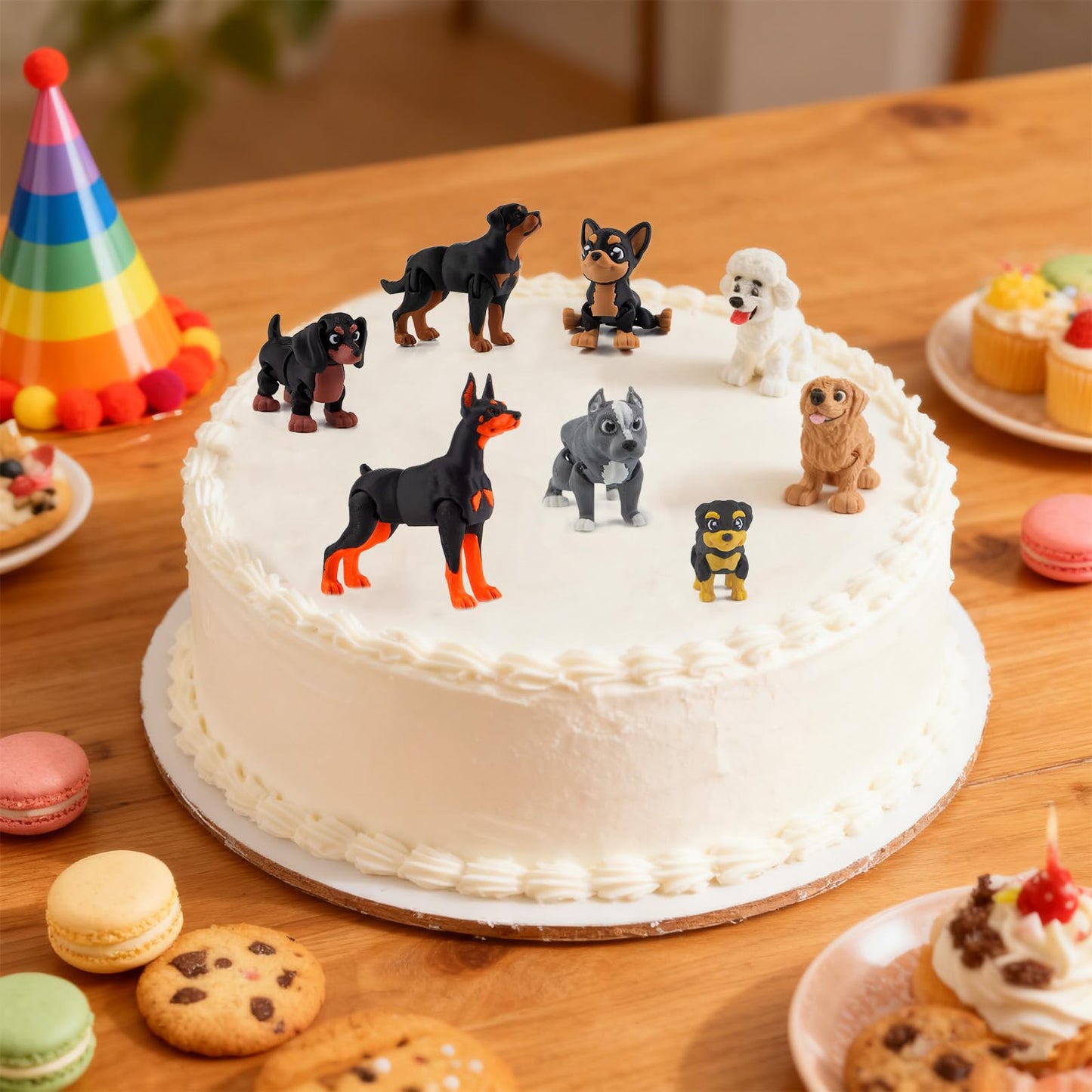 BEYONGME 12Pcs 3D Printed Dog Figurines – Realistic Poseable Puppy Toys & Cake Toppers