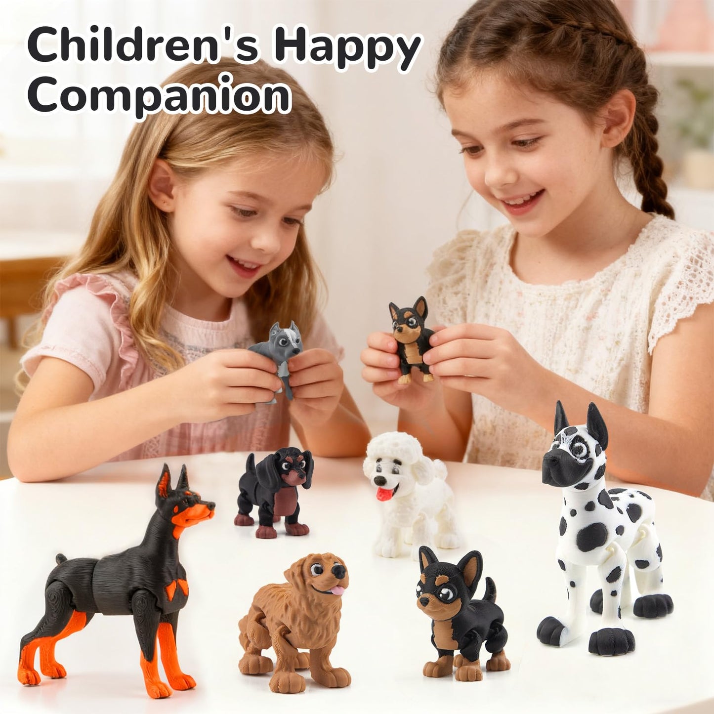 BEYONGME 12Pcs 3D Printed Dog Figurines – Realistic Poseable Puppy Toys & Cake Toppers
