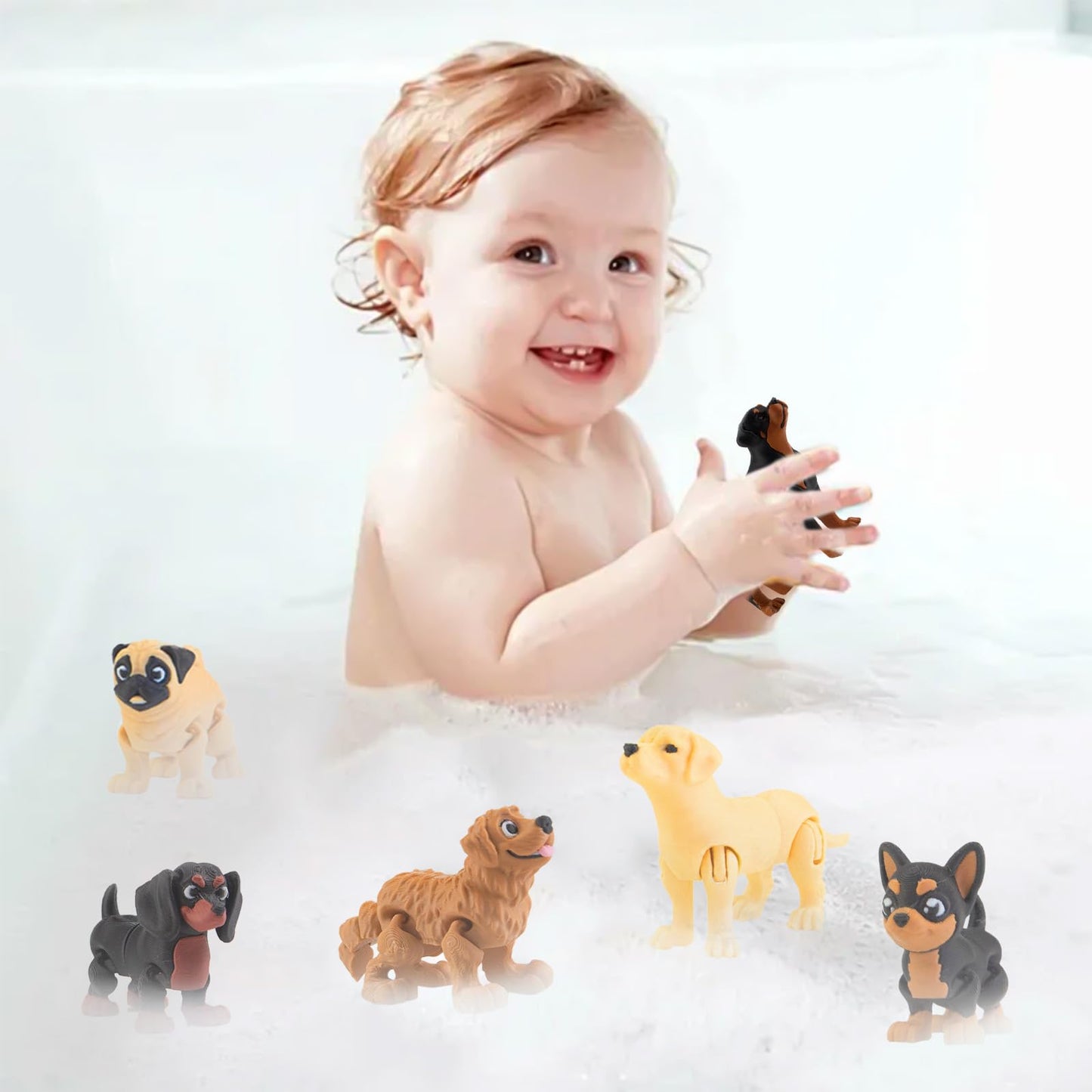 BEYONGME 12Pcs 3D Printed Dog Figurines – Realistic Poseable Puppy Toys & Cake Toppers