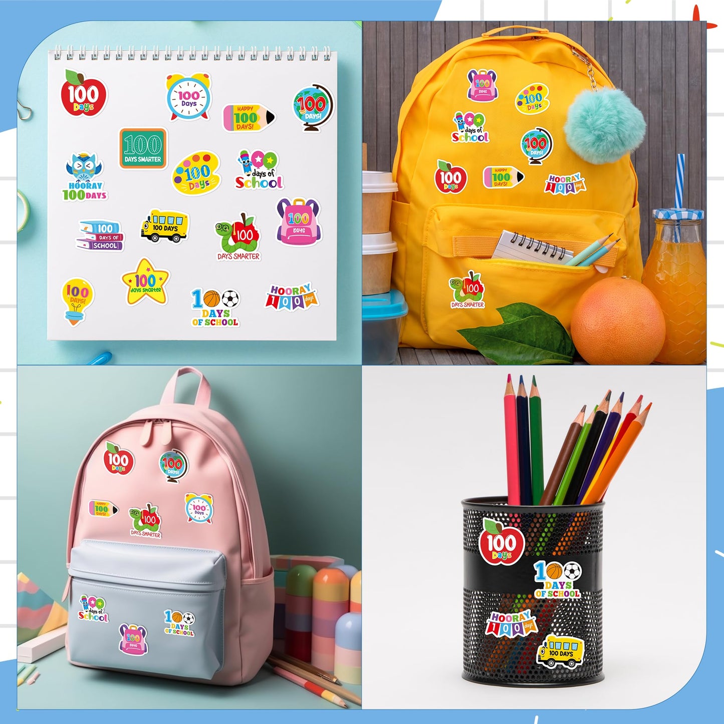 BeYumi 100 Days Smarter Stickers – 1000 Pcs, 2 Rolls for 100th Day Classroom Rewards