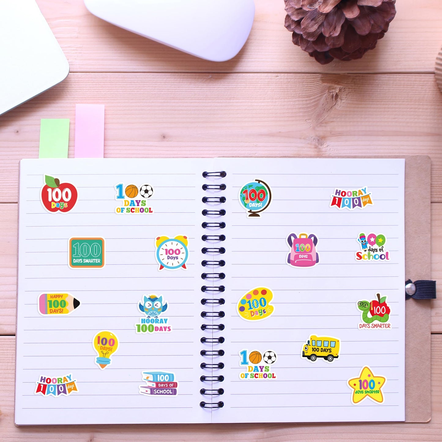 BeYumi 100 Days Smarter Stickers – 1000 Pcs, 2 Rolls for 100th Day Classroom Rewards