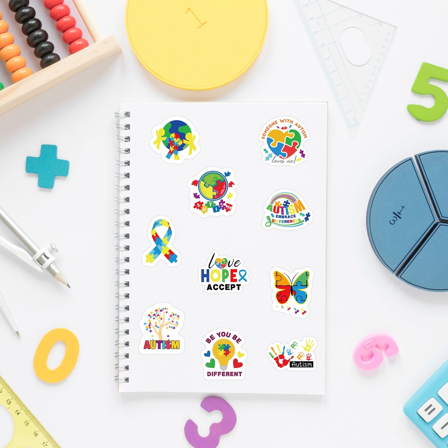 BeYumi Autism Awareness Roll Stickers – 1000 Pcs Waterproof Vinyl Decals for Laptop, Phone, Bottle, Notebook, Luggage and Classroom