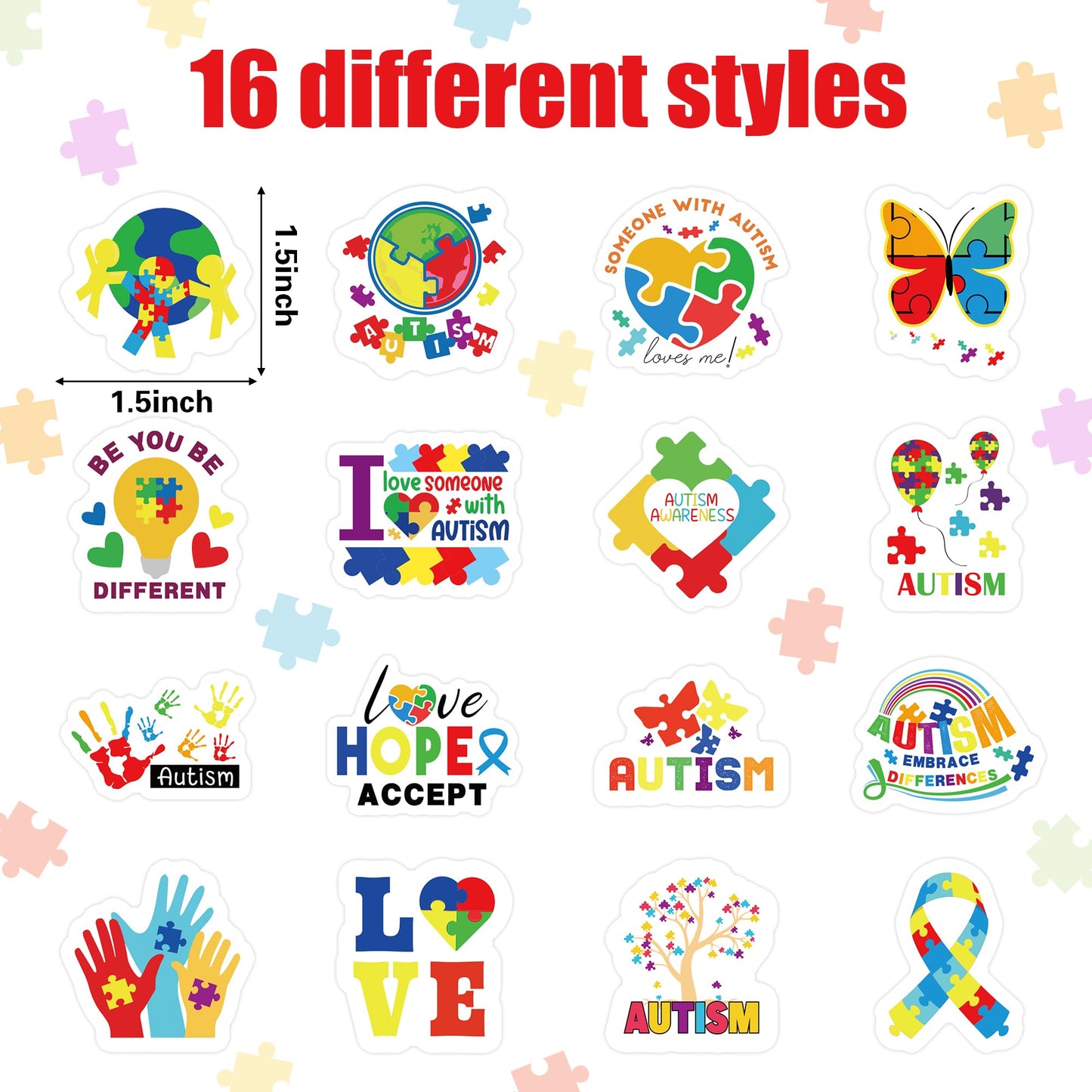 BeYumi Autism Awareness Roll Stickers – 1000 Pcs Waterproof Vinyl Decals for Laptop, Phone, Bottle, Notebook, Luggage and Classroom