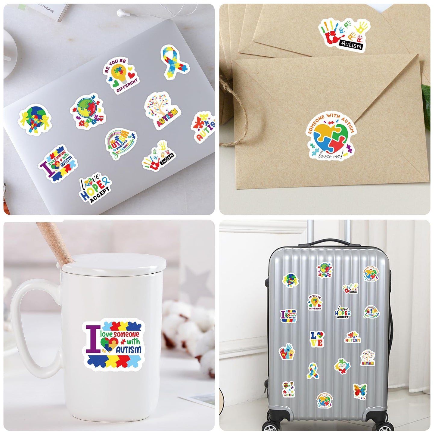 BeYumi Autism Awareness Roll Stickers – 1000 Pcs Waterproof Vinyl Decals for Laptop, Phone, Bottle, Notebook, Luggage and Classroom