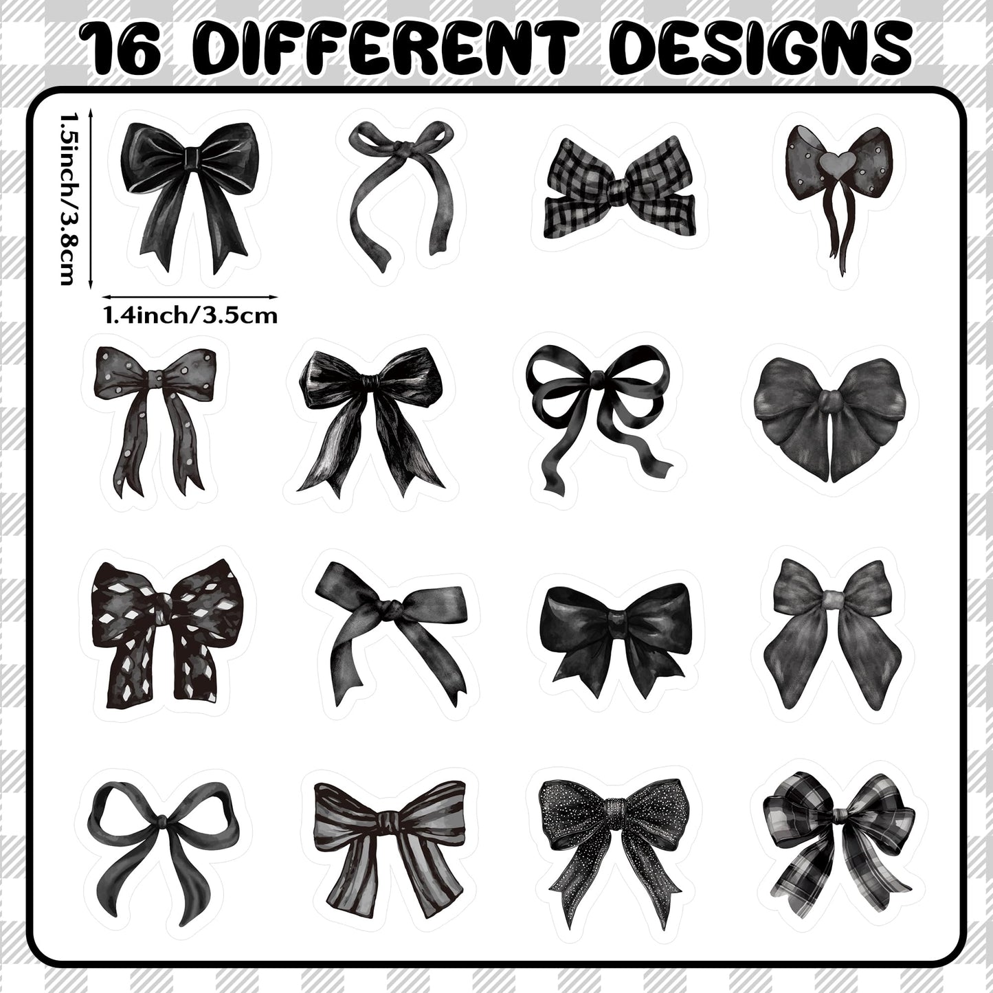 BeYumi Black Bows Sticker Roll – 1000 Pcs Coquette Vinyl Stickers