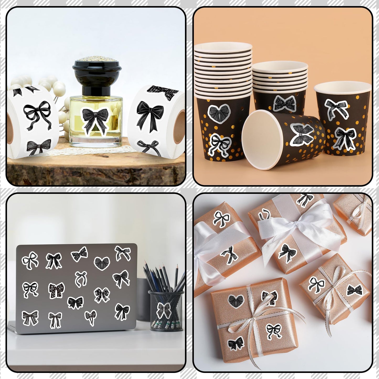 BeYumi Black Bows Sticker Roll – 1000 Pcs Coquette Vinyl Stickers