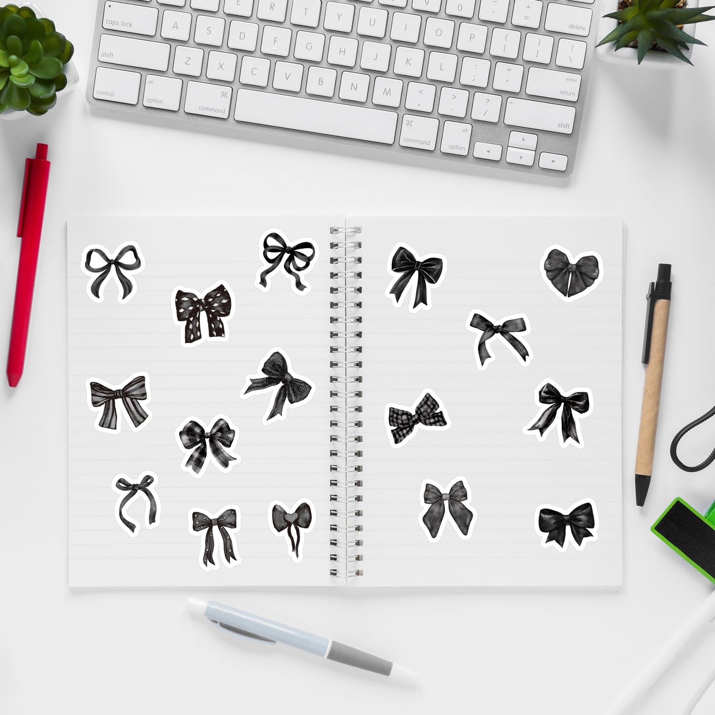 BeYumi Black Bows Sticker Roll – 1000 Pcs Coquette Vinyl Stickers