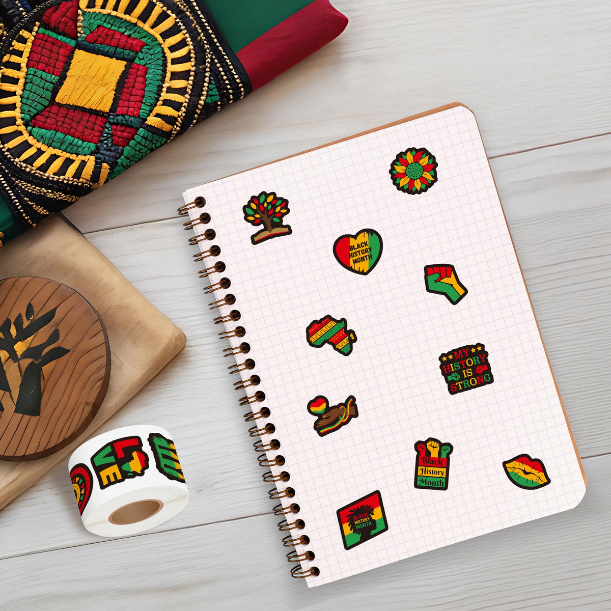 BeYumi Black History Month Sticker Set | 1000 Pcs Waterproof Vinyl Rolls