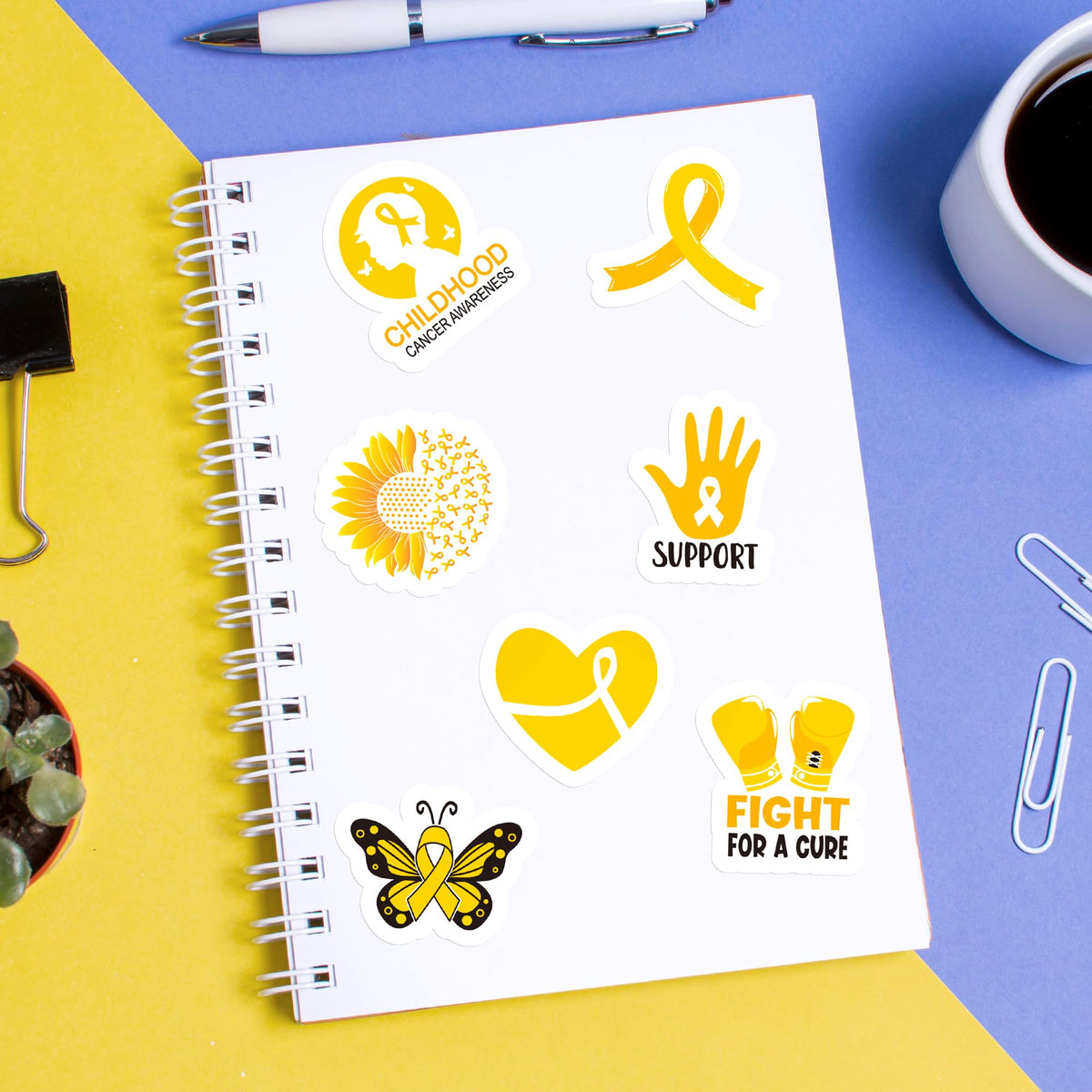 BeYumi Childhood Cancer Awareness Sticker Set – 1000 Pcs (2 Rolls), Waterproof Vinyl