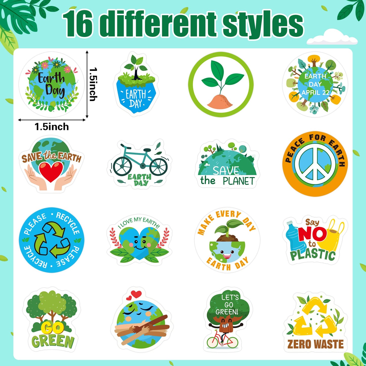 BeYumi Earth Day Roll Stickers – 1000 Waterproof Eco Decals in 2 Rolls