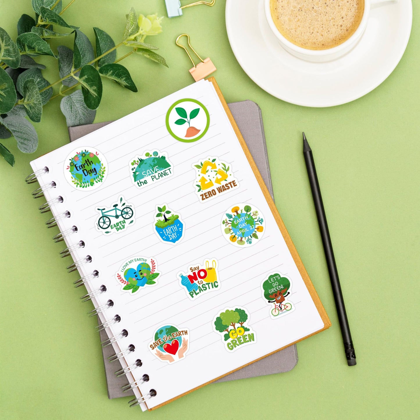 BeYumi Earth Day Roll Stickers – 1000 Waterproof Eco Decals in 2 Rolls