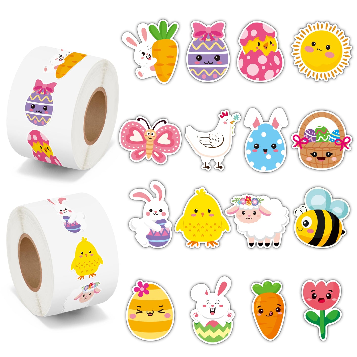 BeYumi Cute Easter Sticker Roll – 1000 Pcs in 2 Rolls | Waterproof Vinyl for Crafts & Gifts