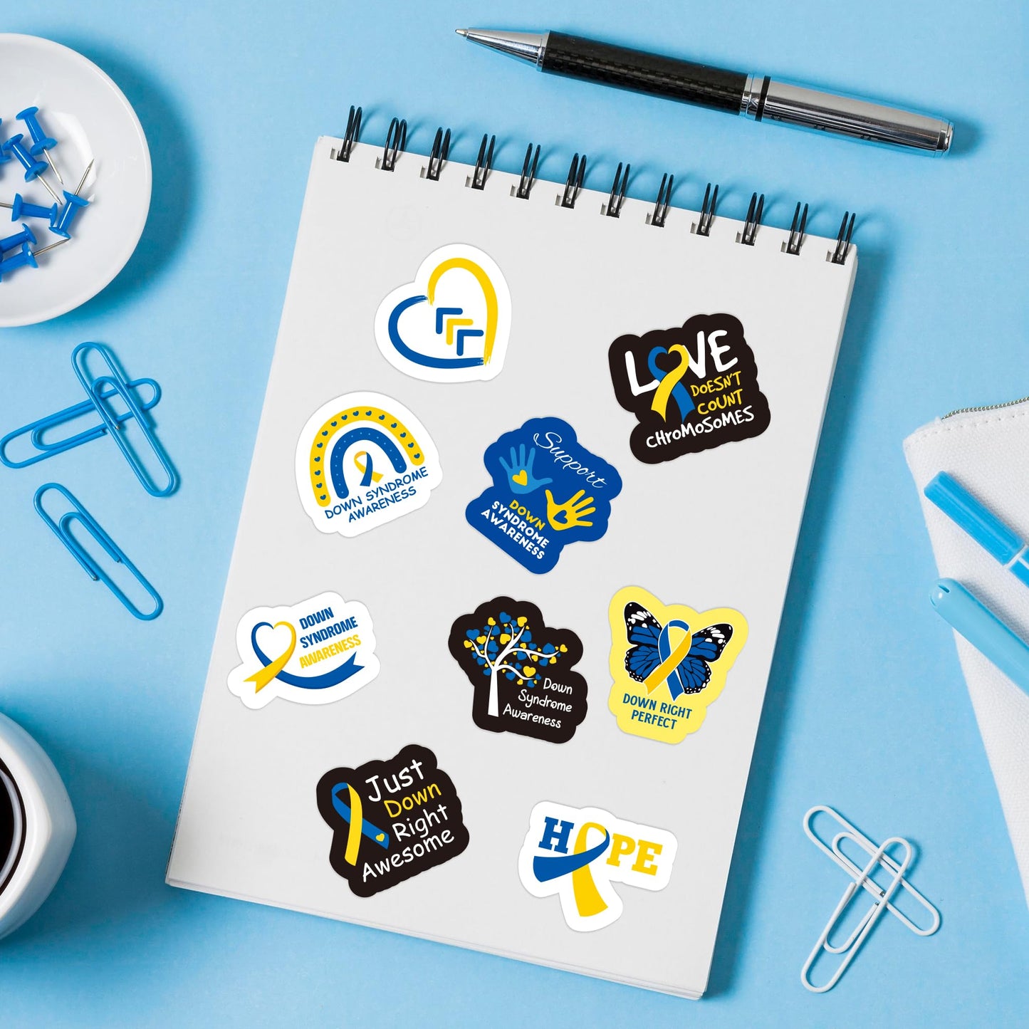 BeYumi Down Syndrome Awareness Sticker - 1000 Pcs (2 Rolls) Waterproof Vinyl