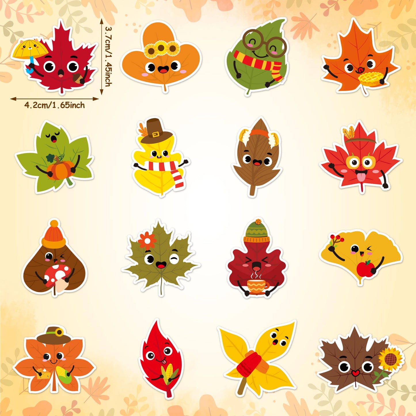 BeYumi Fall Maple Leaves Sticker – 1000 Pcs on 2 Rolls for Autumn Decor