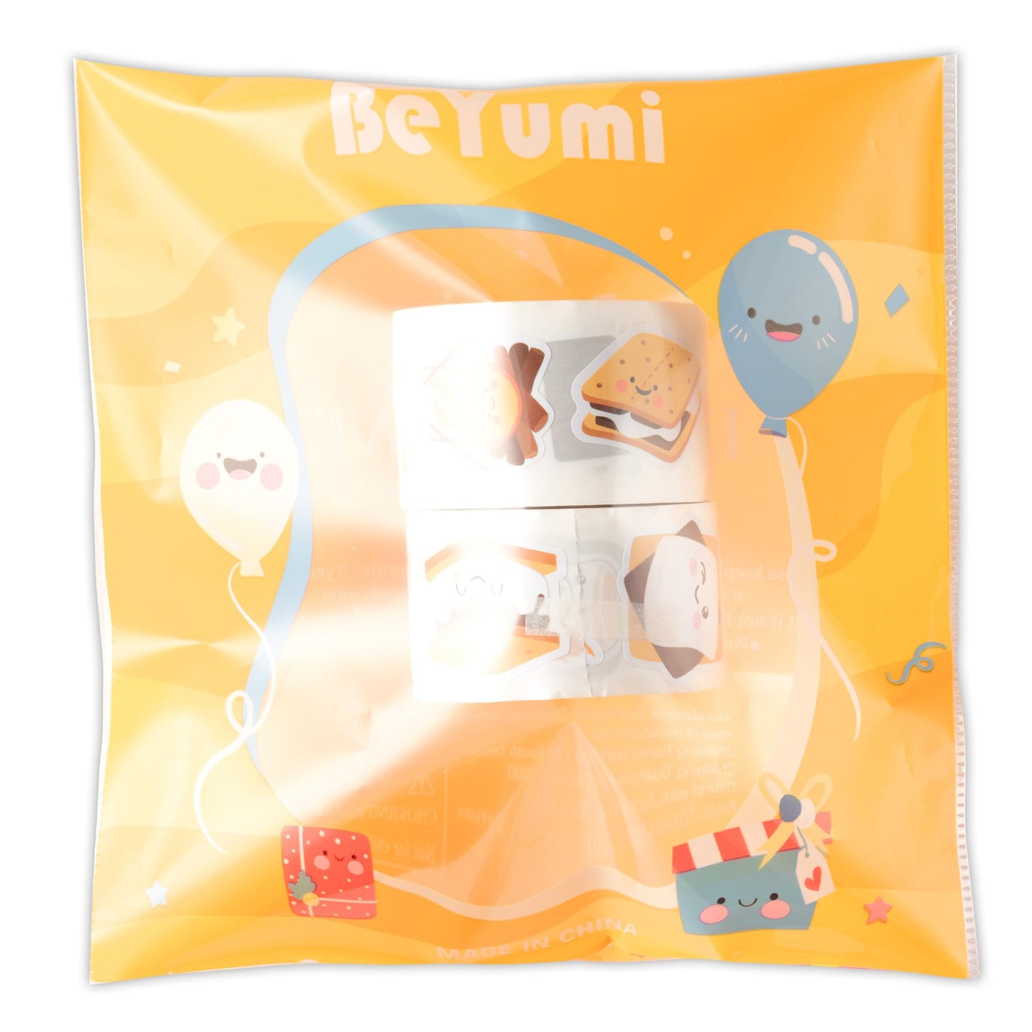 BeYumi Cute Marshmallow Sticker Roll – 1000 Pcs Waterproof Vinyl Decals for Gifts, Parties, Laptops & More