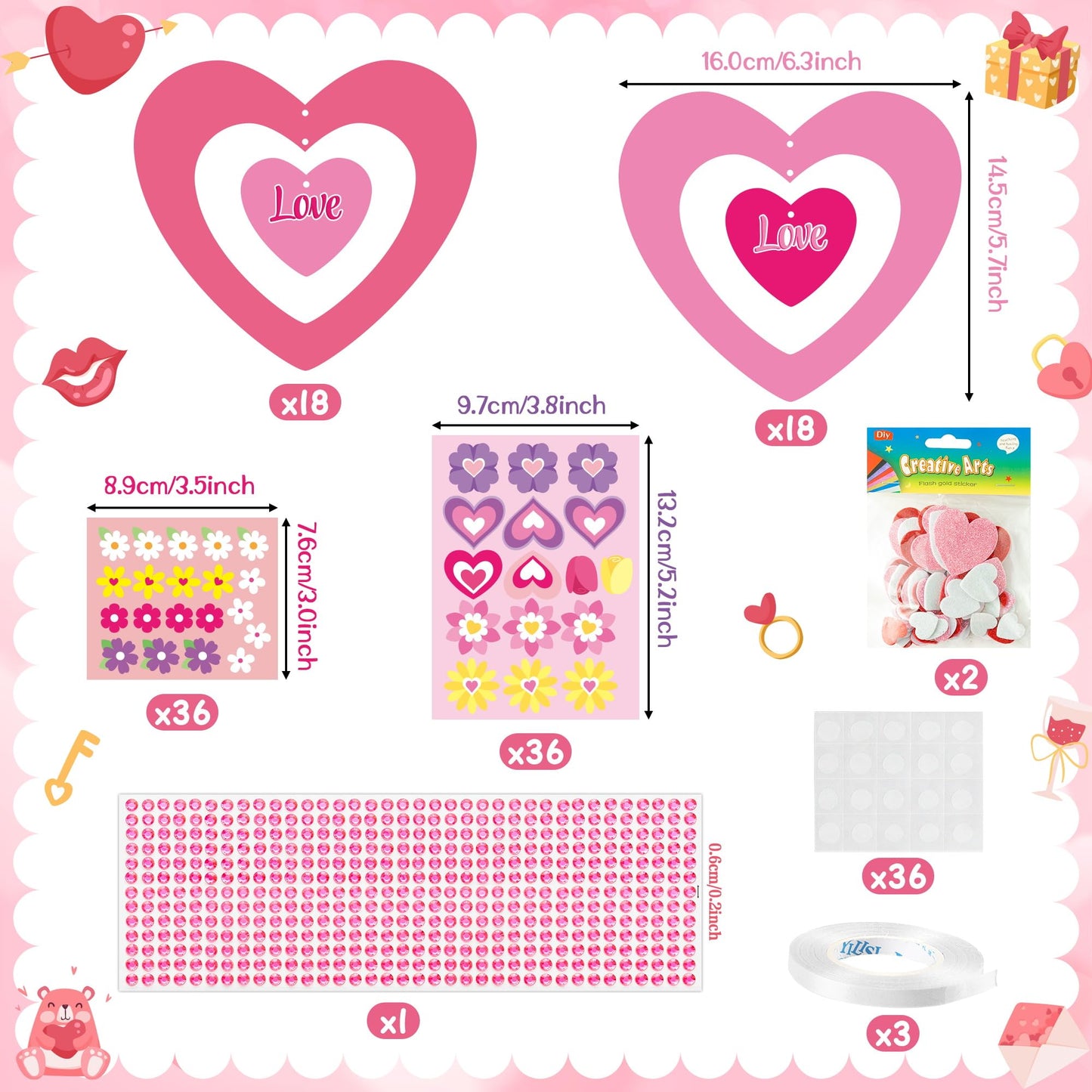 BeYumi Heart Wreath Craft Kit – 48Pcs Valentine’s DIY Decor & Gift