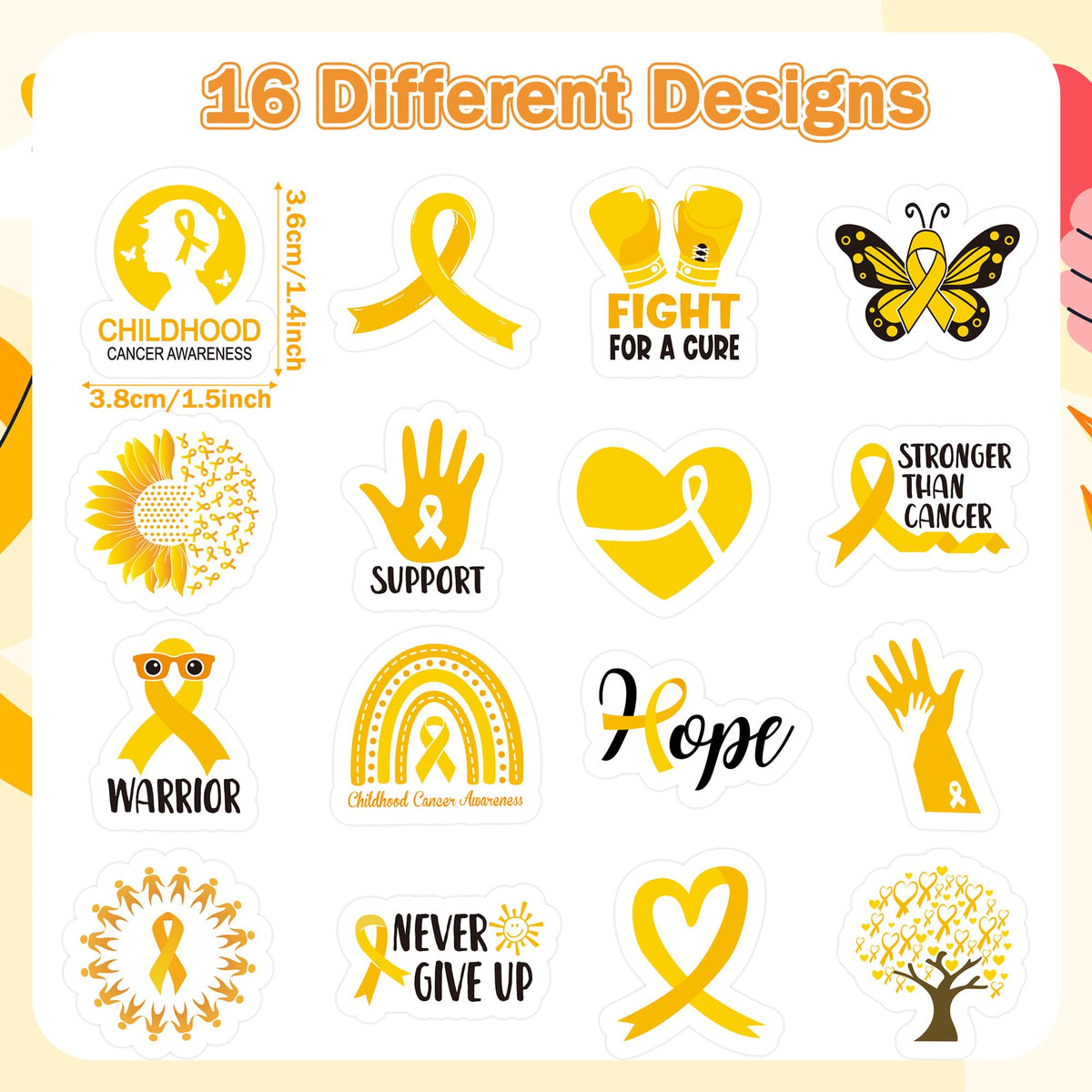 BeYumi Childhood Cancer Awareness Sticker Set – 1000 Pcs (2 Rolls), Waterproof Vinyl