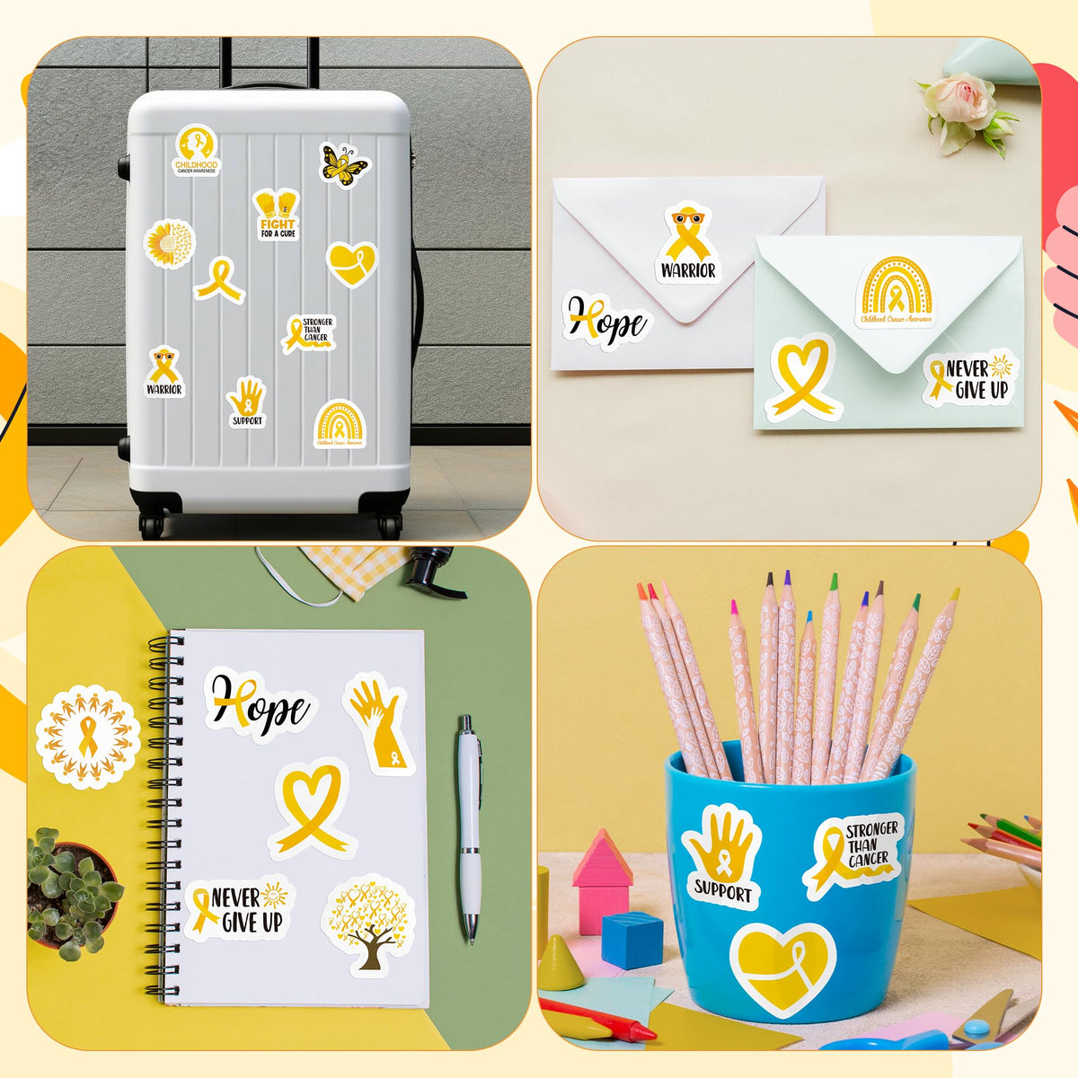 BeYumi Childhood Cancer Awareness Sticker Set – 1000 Pcs (2 Rolls), Waterproof Vinyl