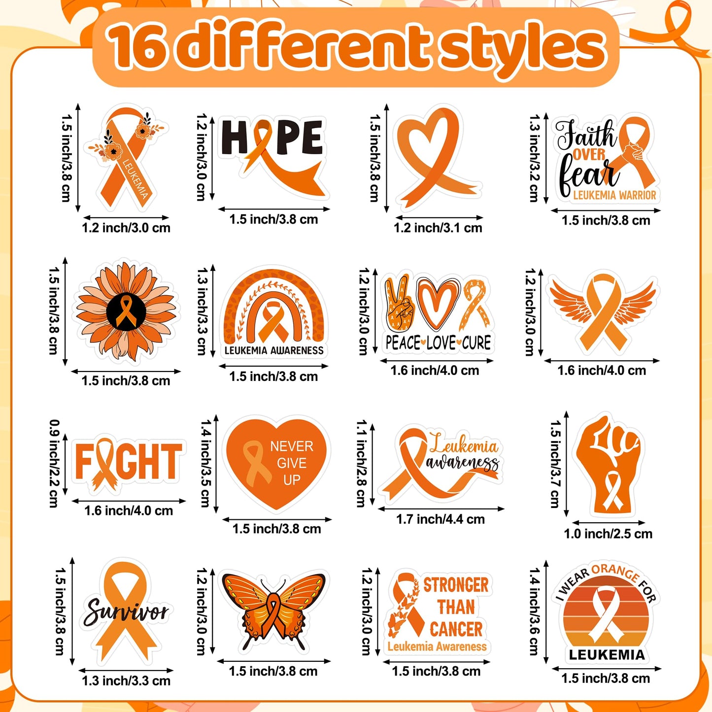 BeYumi Leukemia Awareness Orange Sticker — 1000 Pcs in 2 Rolls | Waterproof Vinyl Decals