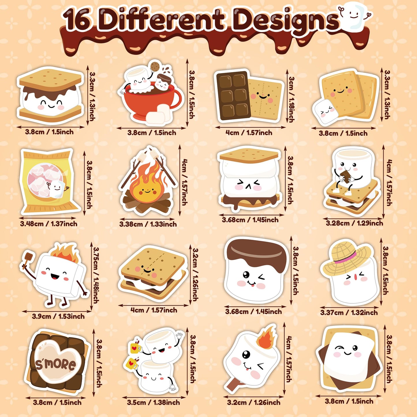 BeYumi Cute Marshmallow Sticker Roll – 1000 Pcs Waterproof Vinyl Decals for Gifts, Parties, Laptops & More