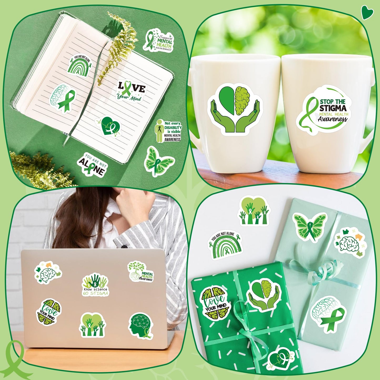 BeYumi Mental Health Awareness Stickers – 1000 Pcs, 2 Rolls, Waterproof Vinyl