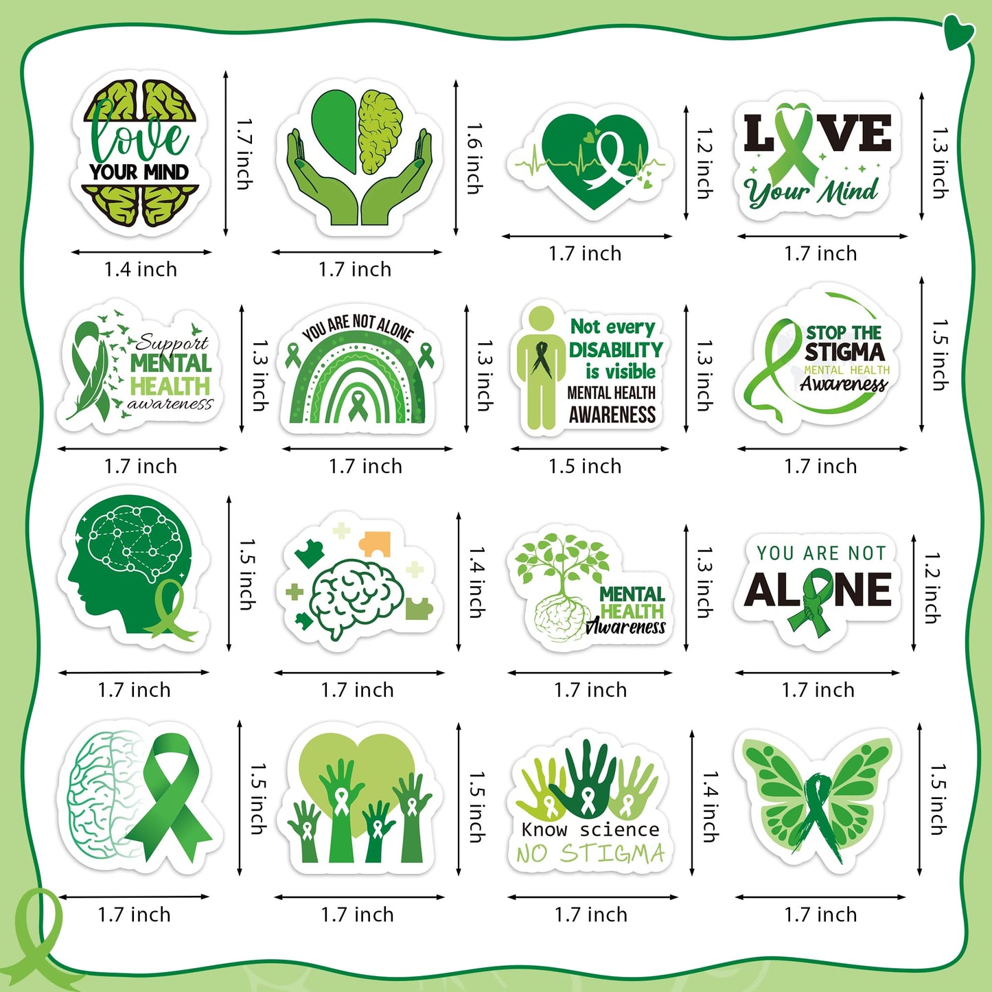 BeYumi Mental Health Awareness Stickers – 1000 Pcs, 2 Rolls, Waterproof Vinyl