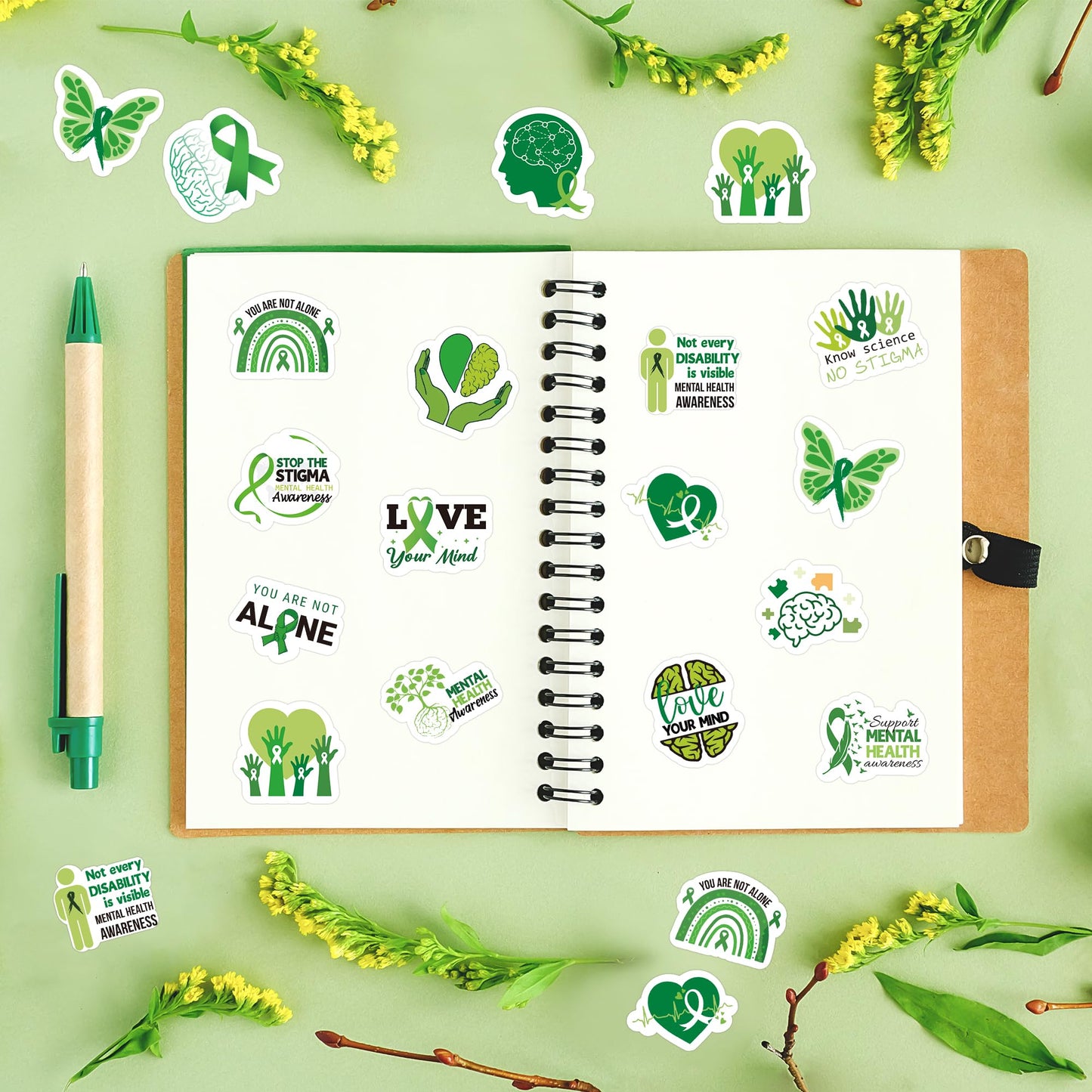 BeYumi Mental Health Awareness Stickers – 1000 Pcs, 2 Rolls, Waterproof Vinyl