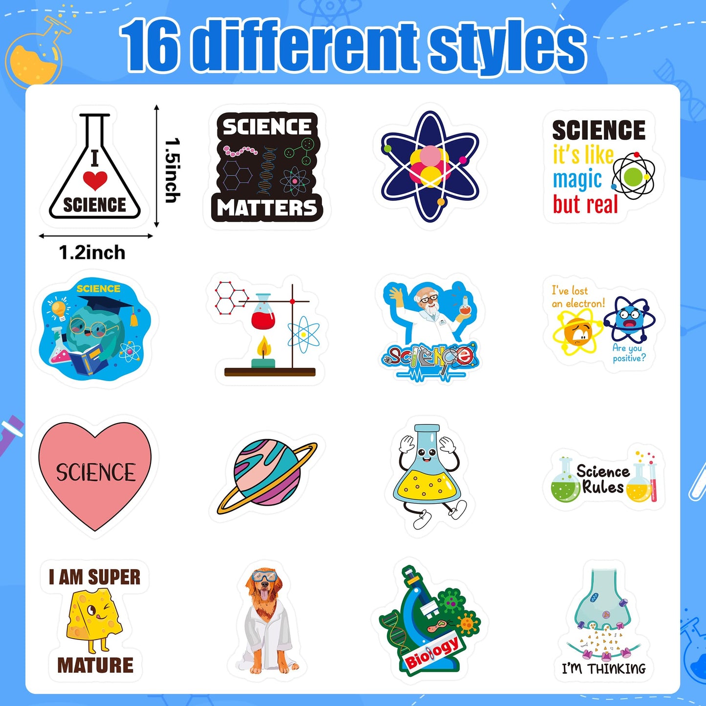 BeYumi Natural Sciences Roll Stickers – 1000 Biology Experiment Decals, 2 Rolls, Waterproof Vinyl