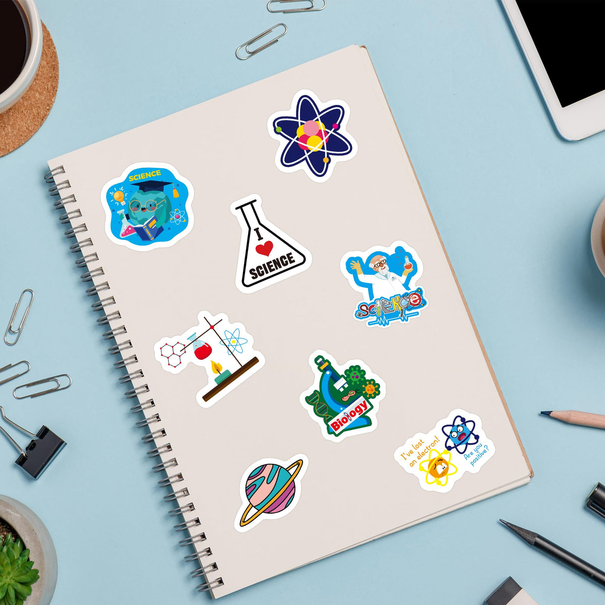 BeYumi Natural Sciences Roll Stickers – 1000 Biology Experiment Decals, 2 Rolls, Waterproof Vinyl