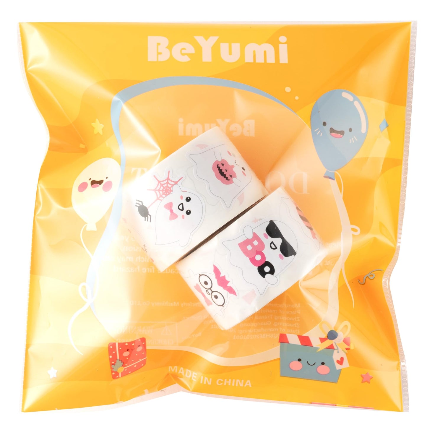 BeYumi Halloween Pink Ghost Stickers – 1000 Pcs, 2 Rolls, Waterproof Vinyl