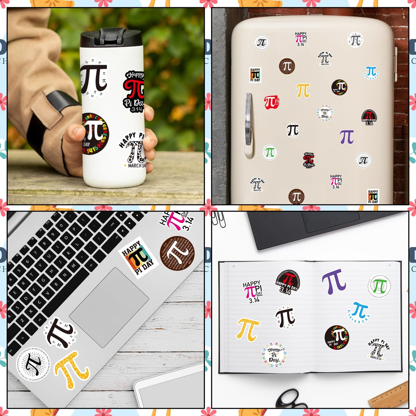 BeYumi Pi Day Stickers – 1000 Pcs in 2 Rolls | Waterproof Vinyl Decals