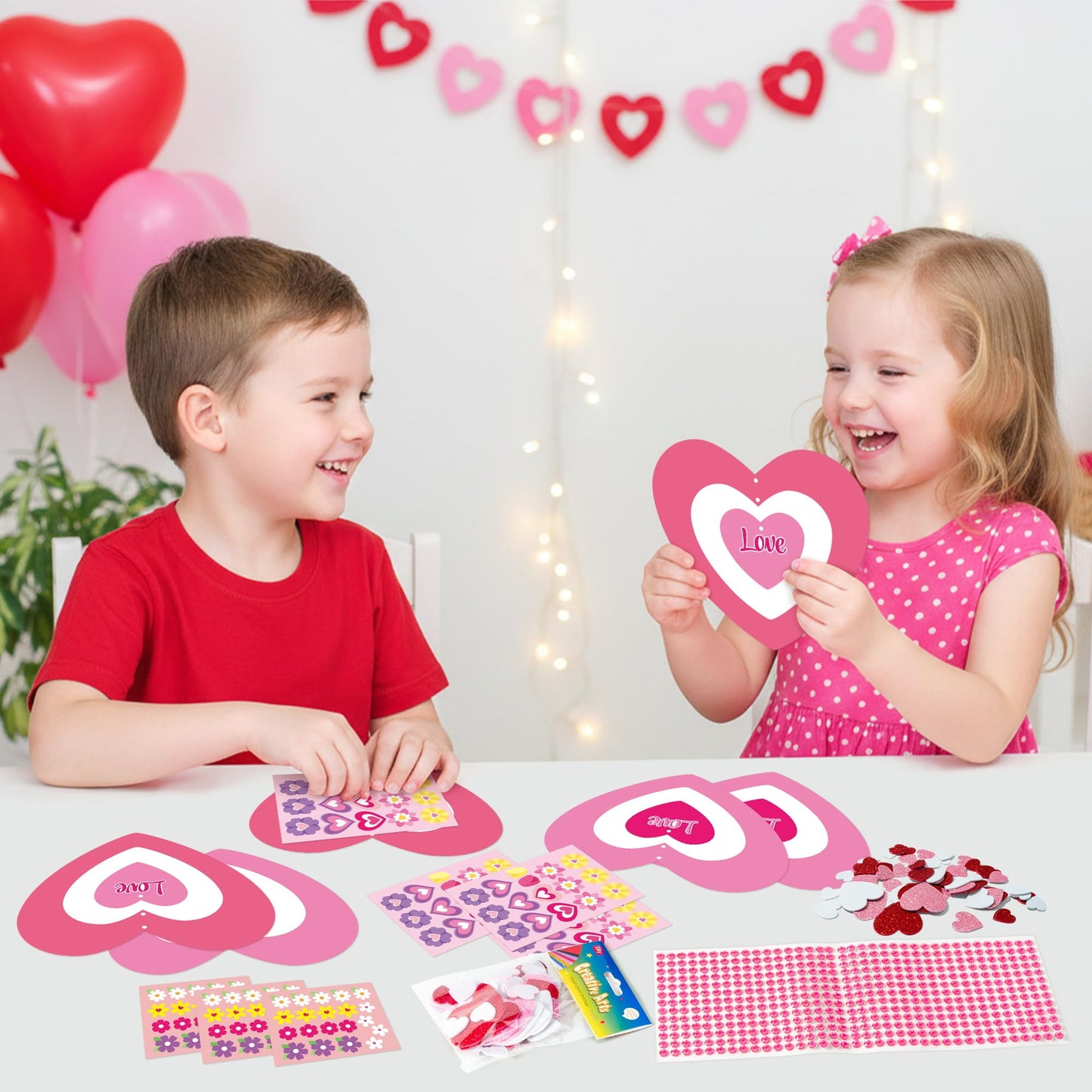 BeYumi Heart Wreath Craft Kit – 48Pcs Valentine’s DIY Decor & Gift
