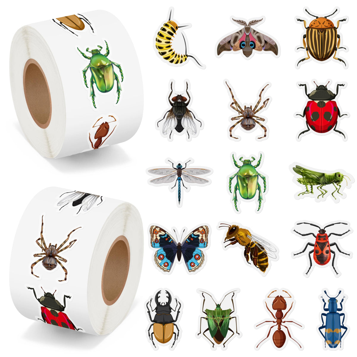 BeYumi Spring Insect Animals Stickers – 1000 Pcs in 2 Rolls for Kids, Party Favors, Classroom Decor