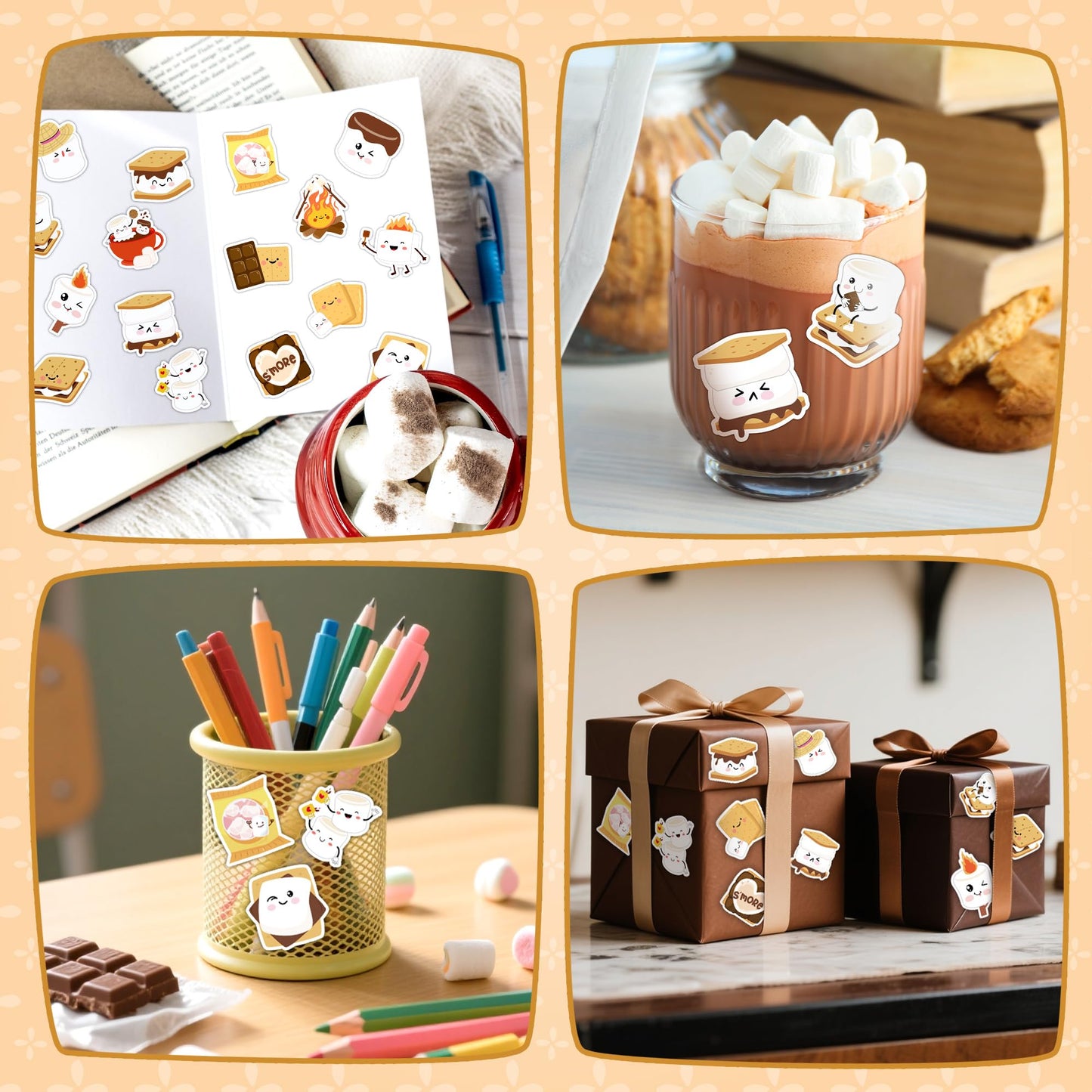BeYumi Cute Marshmallow Sticker Roll – 1000 Pcs Waterproof Vinyl Decals for Gifts, Parties, Laptops & More