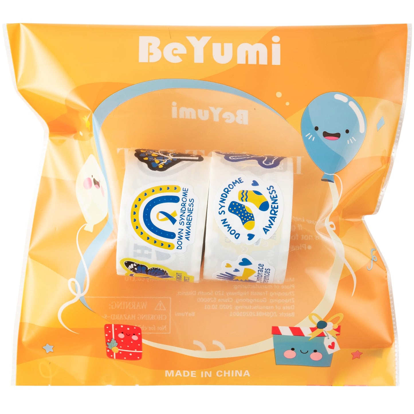 BeYumi Down Syndrome Awareness Sticker - 1000 Pcs (2 Rolls) Waterproof Vinyl