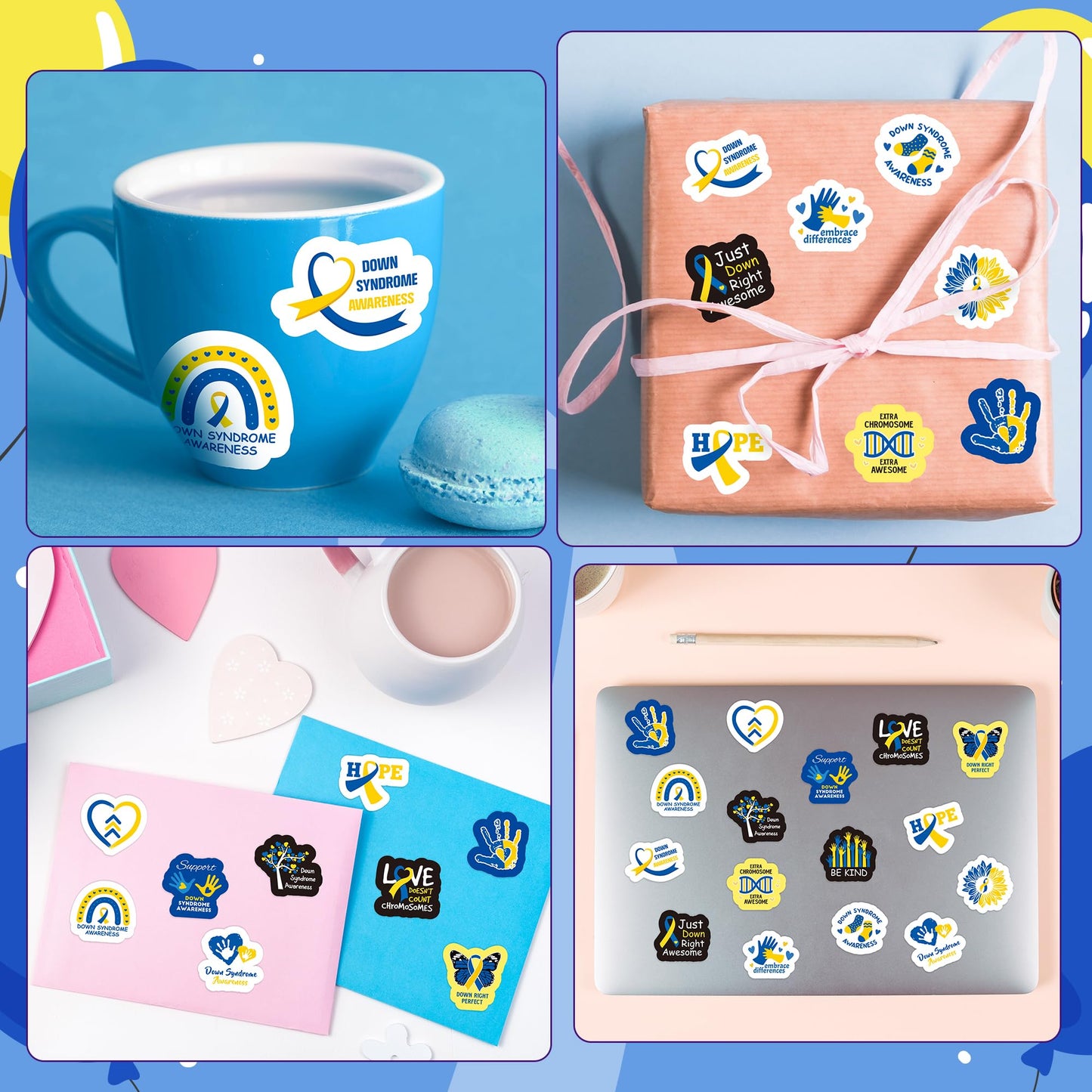 BeYumi Down Syndrome Awareness Sticker - 1000 Pcs (2 Rolls) Waterproof Vinyl