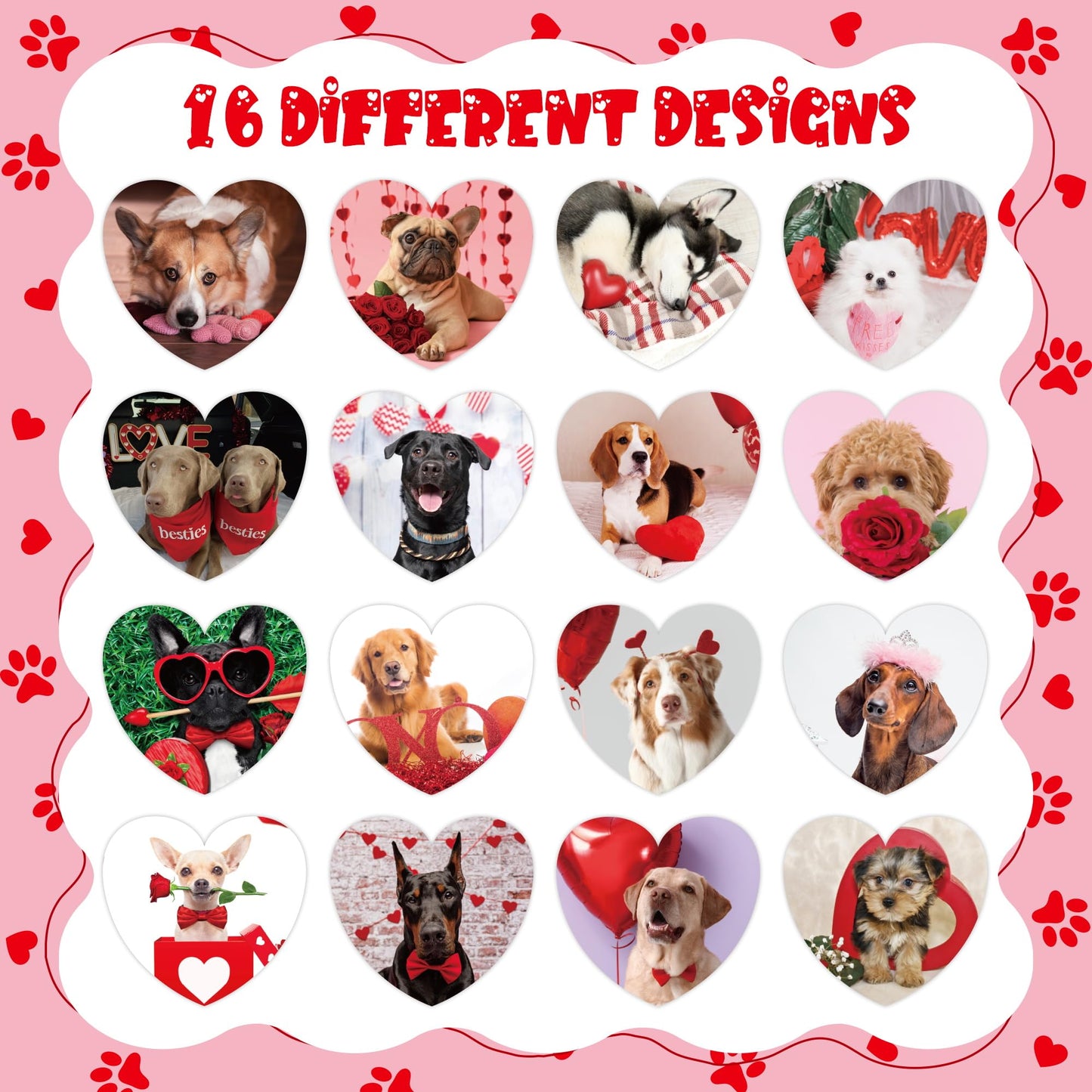BeYumi Valentine Realistic Dog Stickers – 1000 Pcs, 2 Rolls, Waterproof