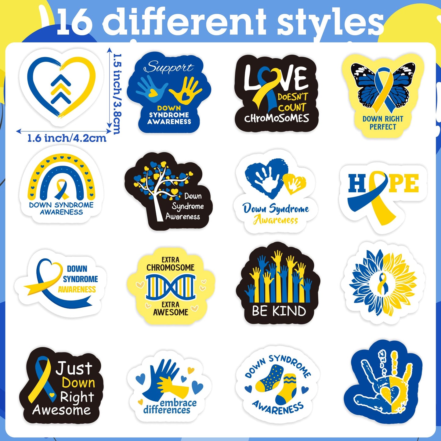 BeYumi Down Syndrome Awareness Sticker - 1000 Pcs (2 Rolls) Waterproof Vinyl